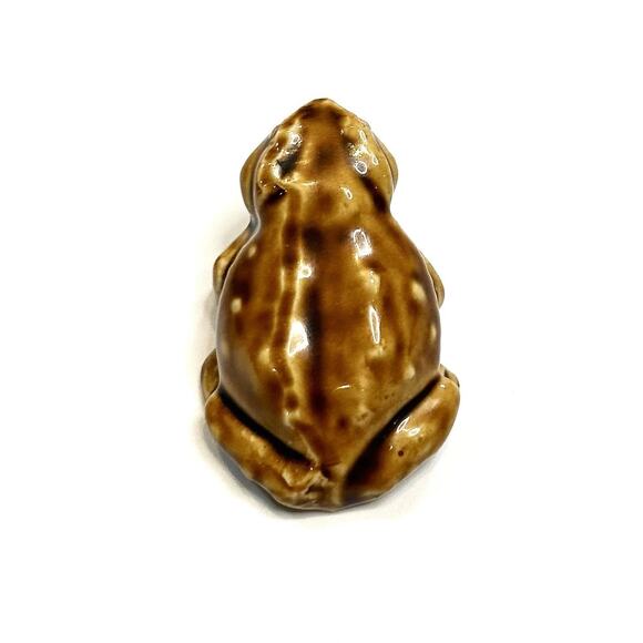 Vintage Frog Toad Japan Figurine Ceramic Brown Glazed Decor Small 3” - Picture 5 of 7